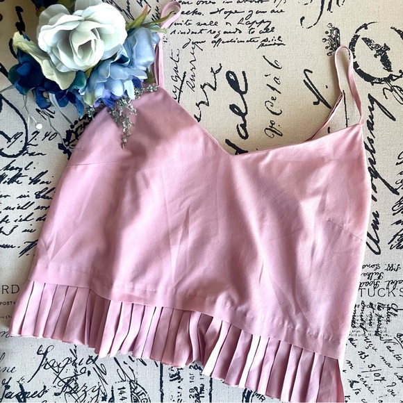 NWOT French Connection Crepe Pleated Tank Top Cami in Light Pink Size M - Picture 11 of 14